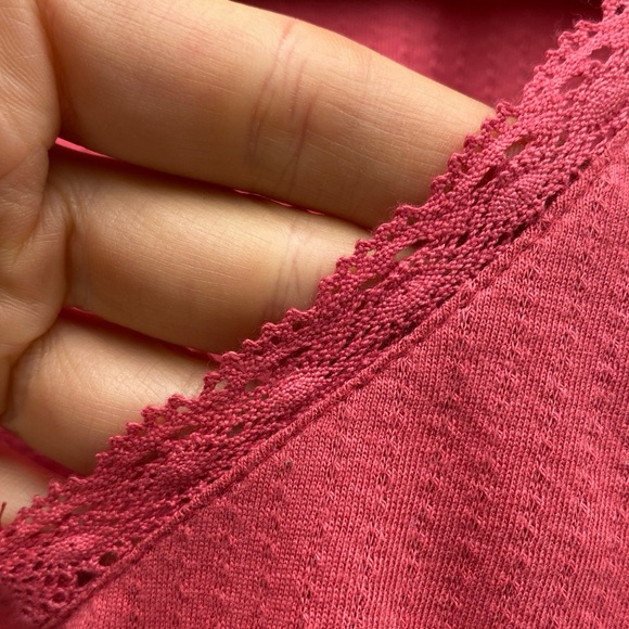 Sundance coral lace vneck long sleeve cotton shirt medium - Picture 2 of 6